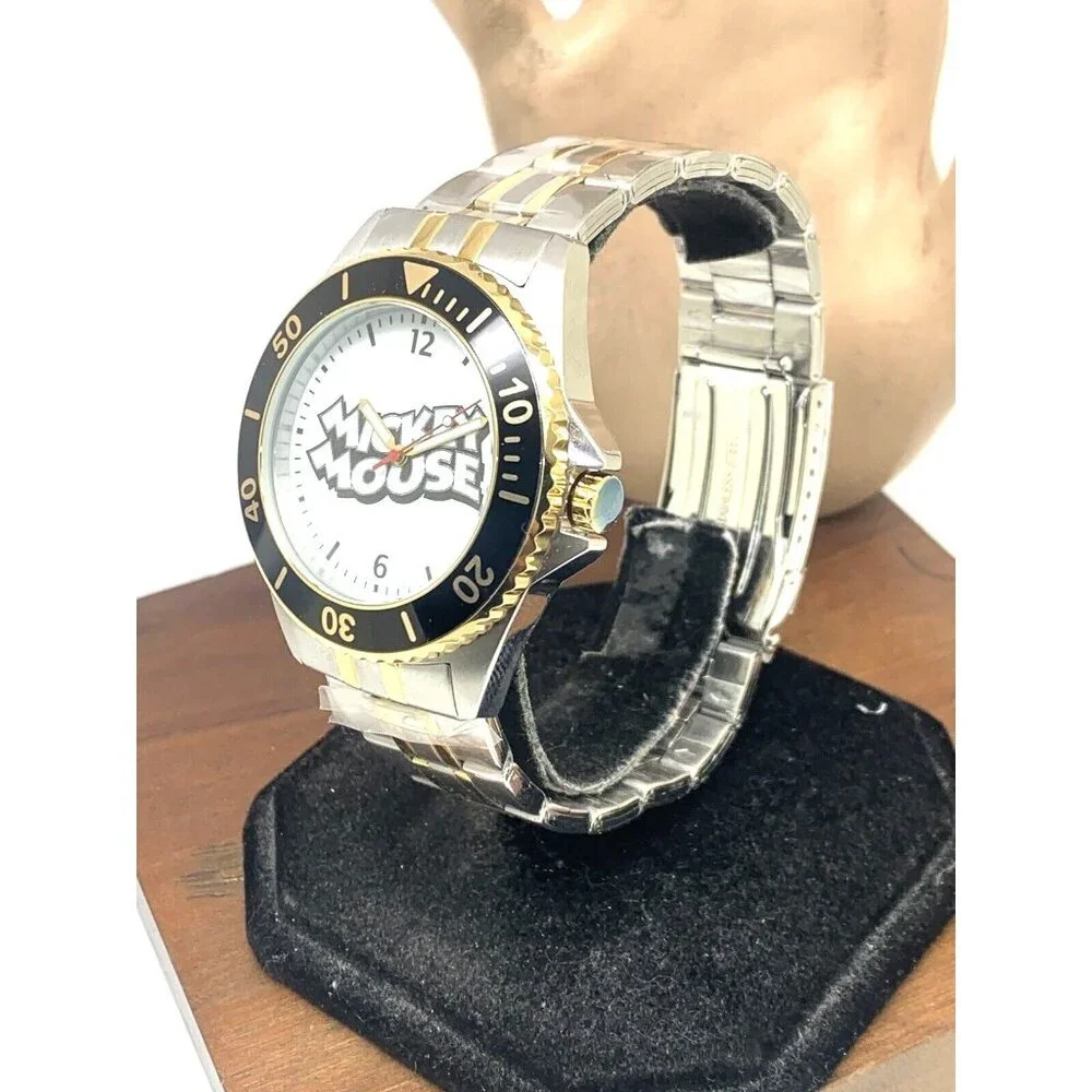 Disney Mickey Mouse Men's Watch WDS000695 Quartz Two Tone Stainless Steel 43mm